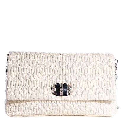 Miu Miu Nappa Matelasse Crystal Flap Clutch White 1 of 11