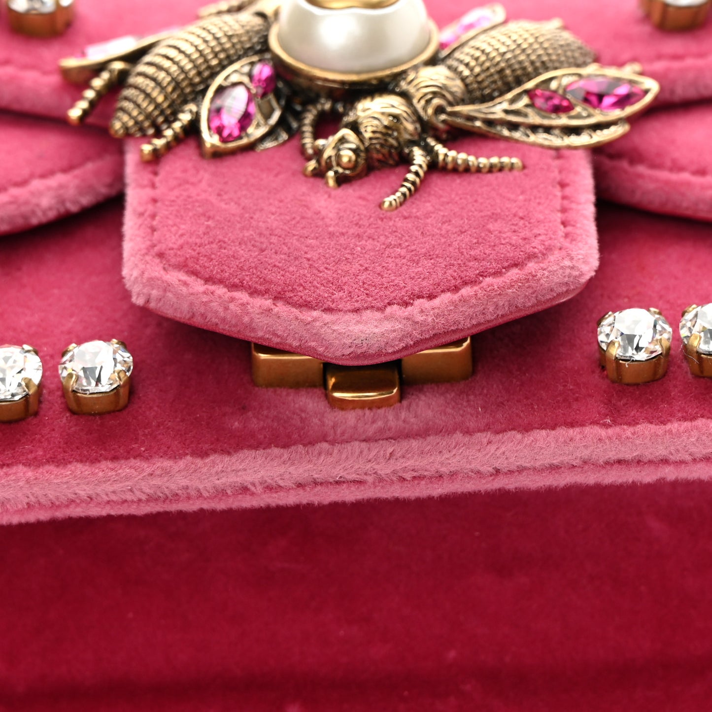Velvet Crystal Mini Bee Broadway Shoulder Bag Light Raspberry Rose