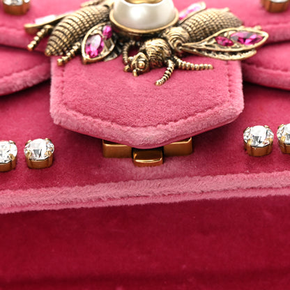 Gucci Velvet Crystal Mini Bee Broadway Shoulder Bag Light Raspberry Rose 14 of 16