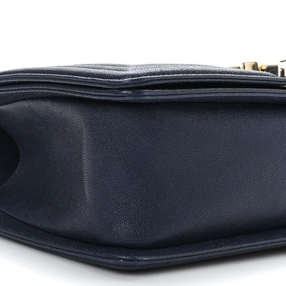 Chanel Caviar Quilted Medium Boy Flap Dark Navy Blue 8 of 10