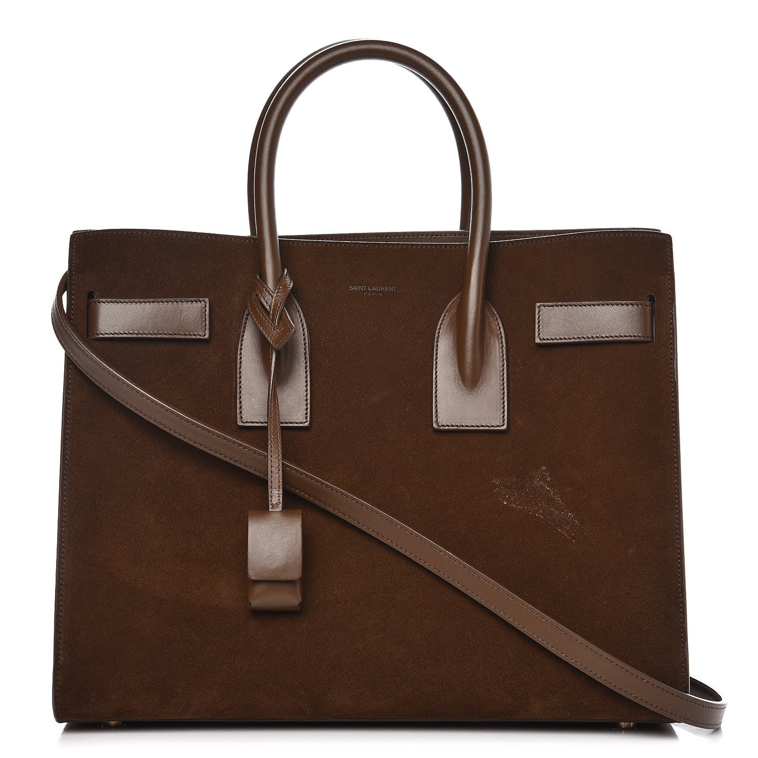 Saint Laurent Suede Calfskin Small Sac De Jour Military Brown 1 of 11