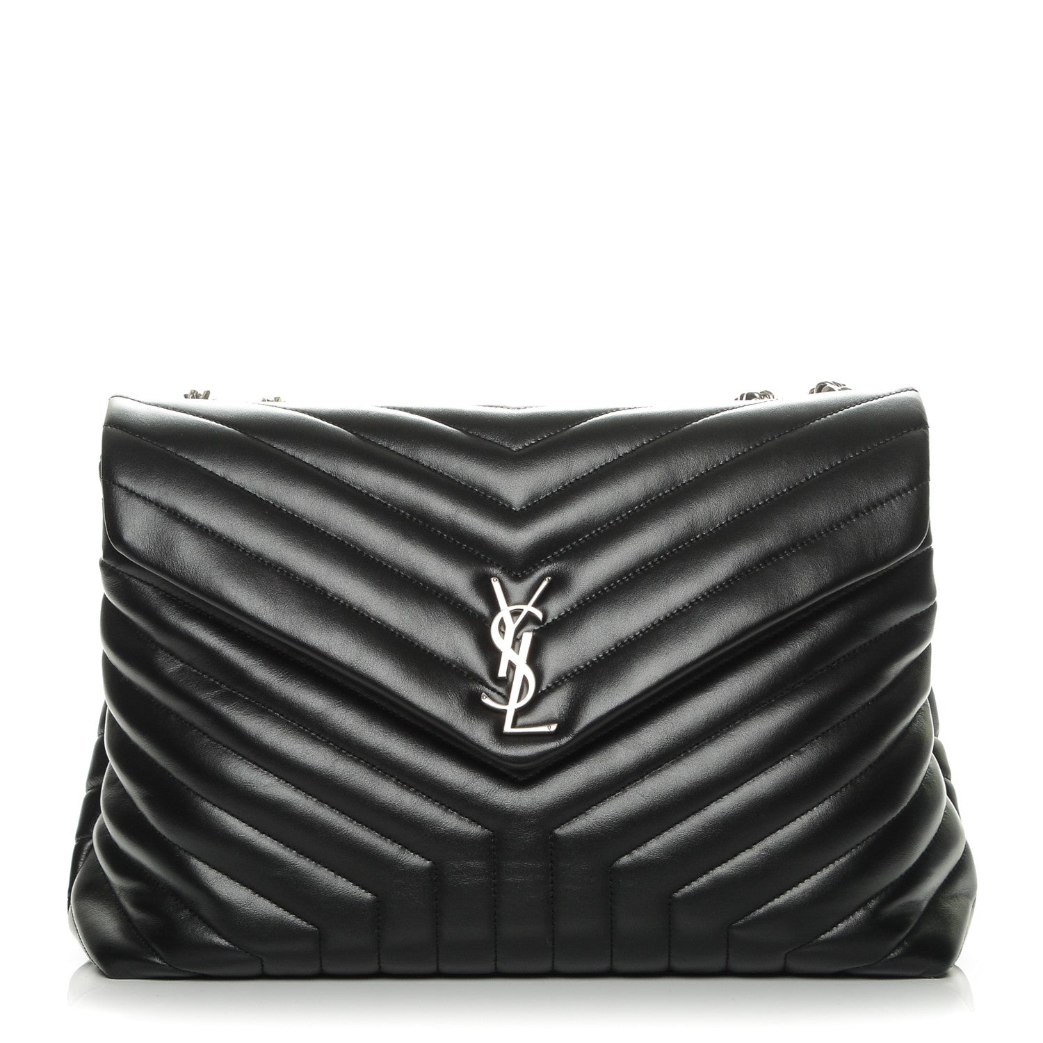 Saint Laurent Calfskin Y Quilted Monogram Large Loulou Chain Satchel Black 1 of 6