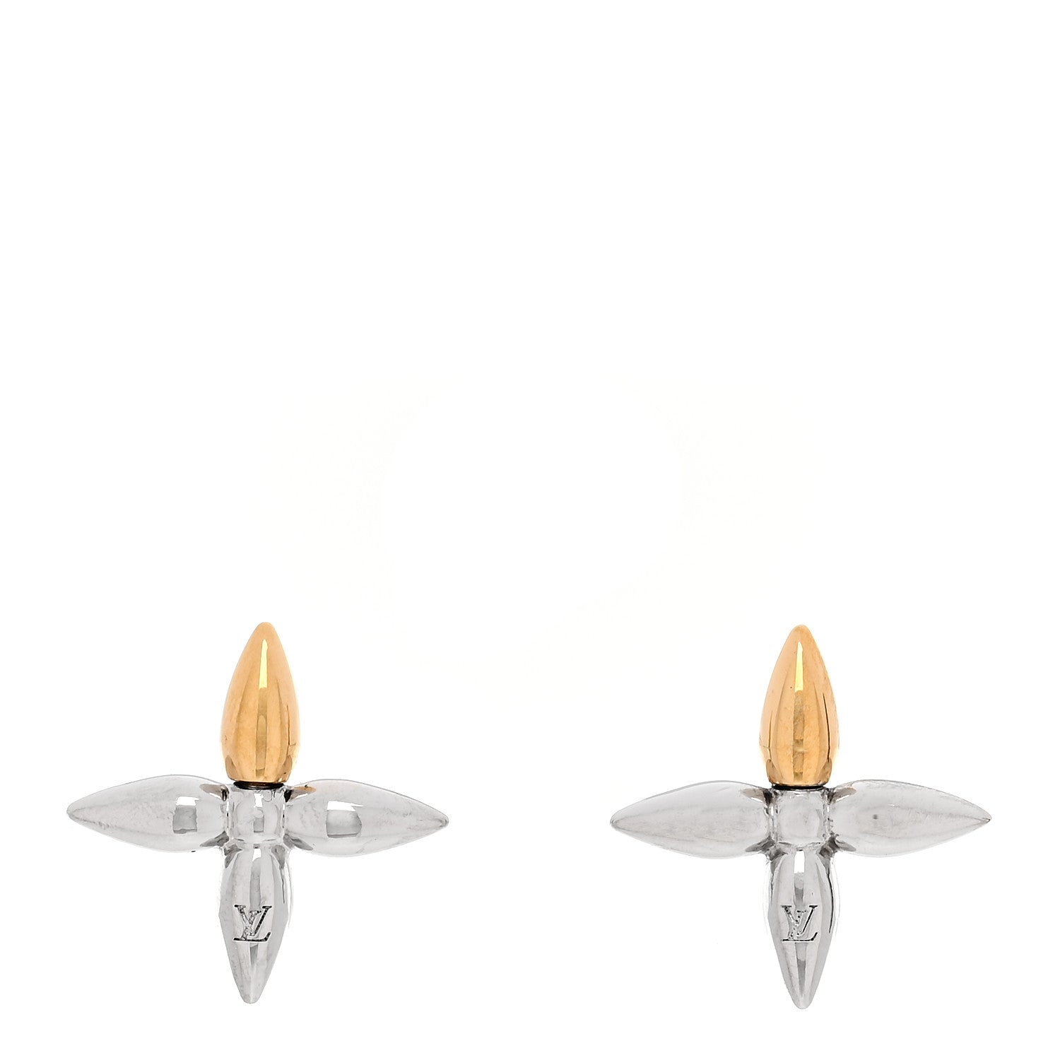 Louis Vuitton Metal Louisette Earrings Silver Gold 1 of 5