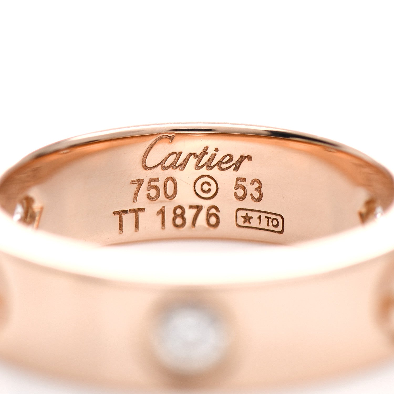 Cartier 18K Pink Gold 3 Diamond 5.5mm LOVE Ring 53 6.25 4 of 5