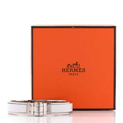 Hermes Enamel Charniere Uni Narrow Hinged Bracelet S White 6 of 6
