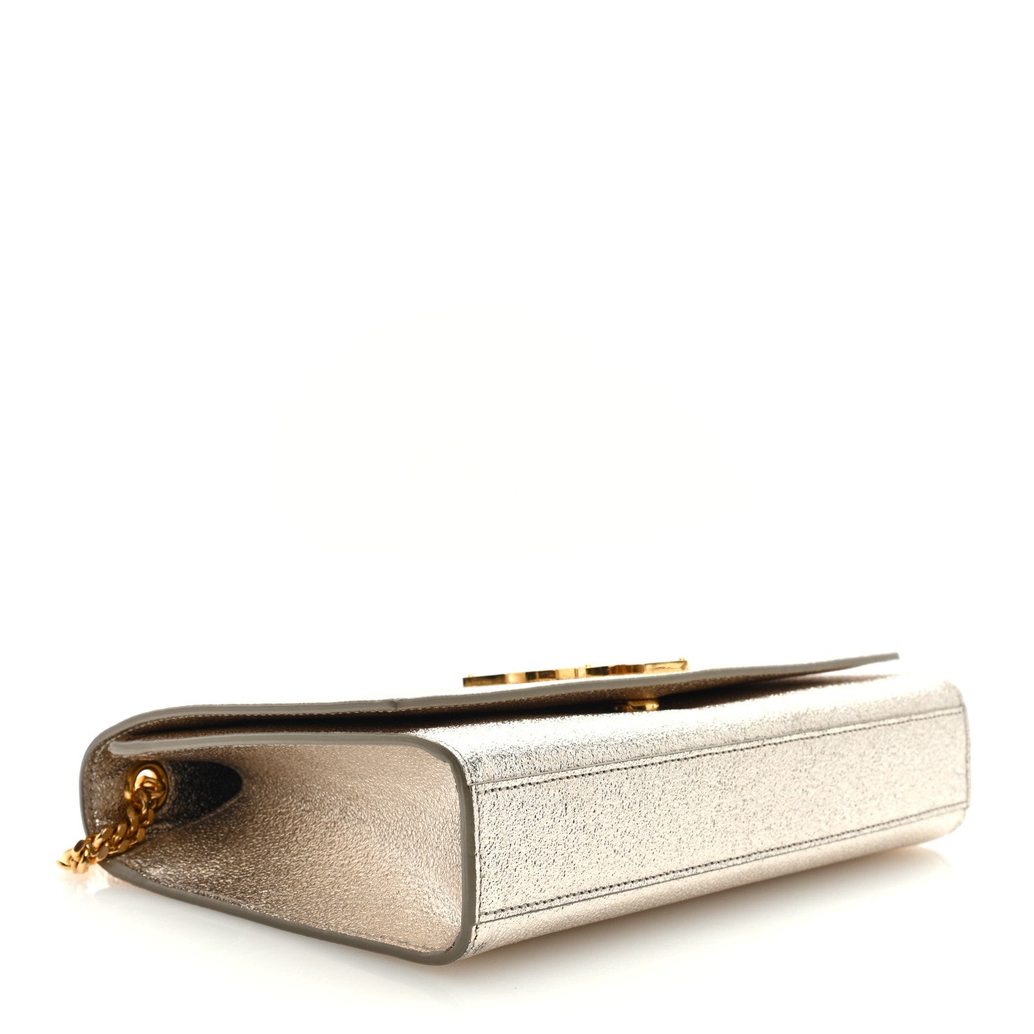 Saint Laurent Metallic Calfskin Small Classic Monogram Kate Satchel Gold 4 of 8