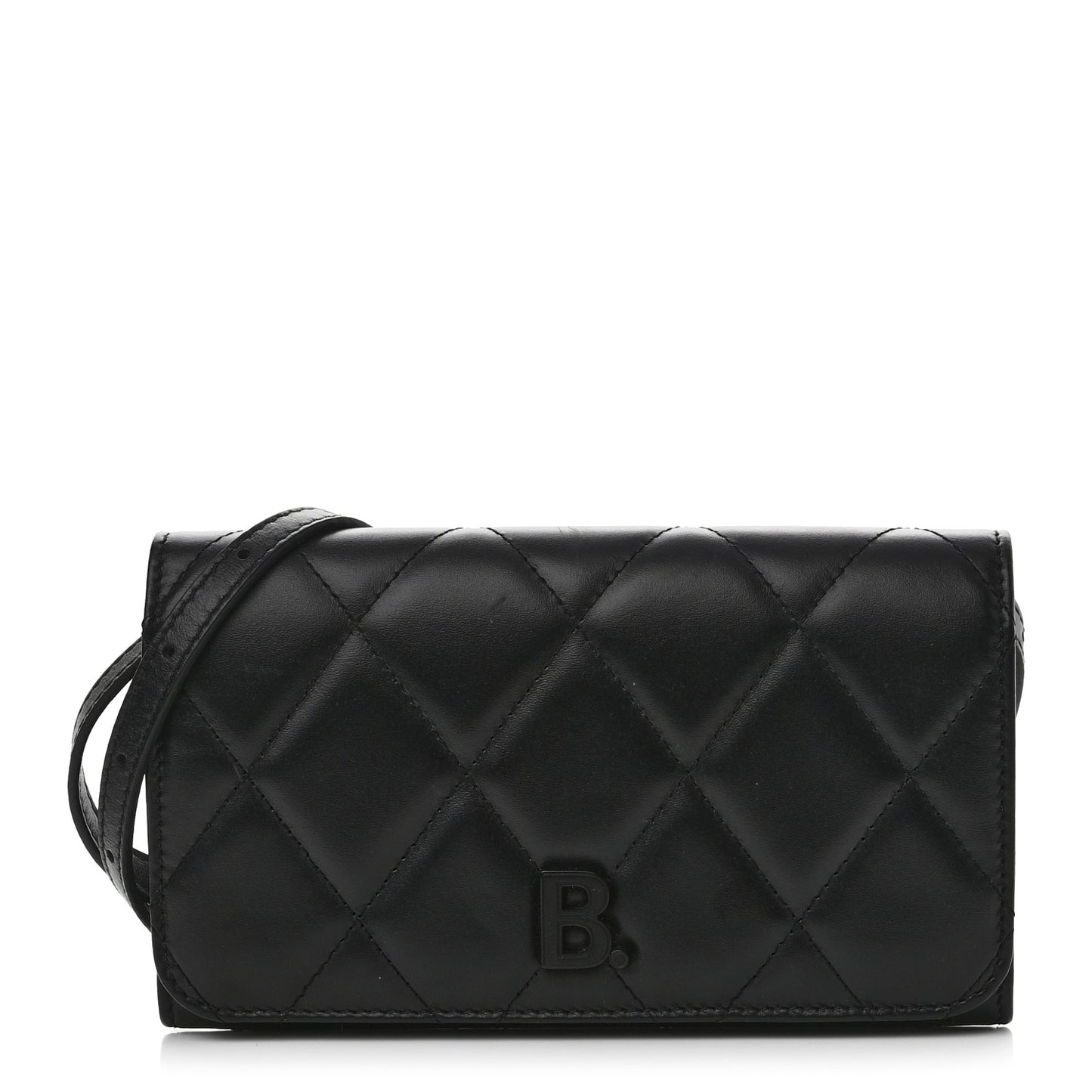 Nappa Calfskin Quilted Touch B Phone Holder With Strap Black