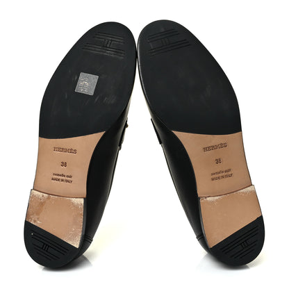 Hermes Calfskin Womens Colette Loafers 38 Black 5 of 9