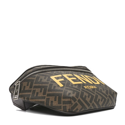 Fendi Shiny Glazed Fabric Vitello Cover FF 1974 Logo Belt Bag Tobacco Moro Giallo Ebano 4 of 10