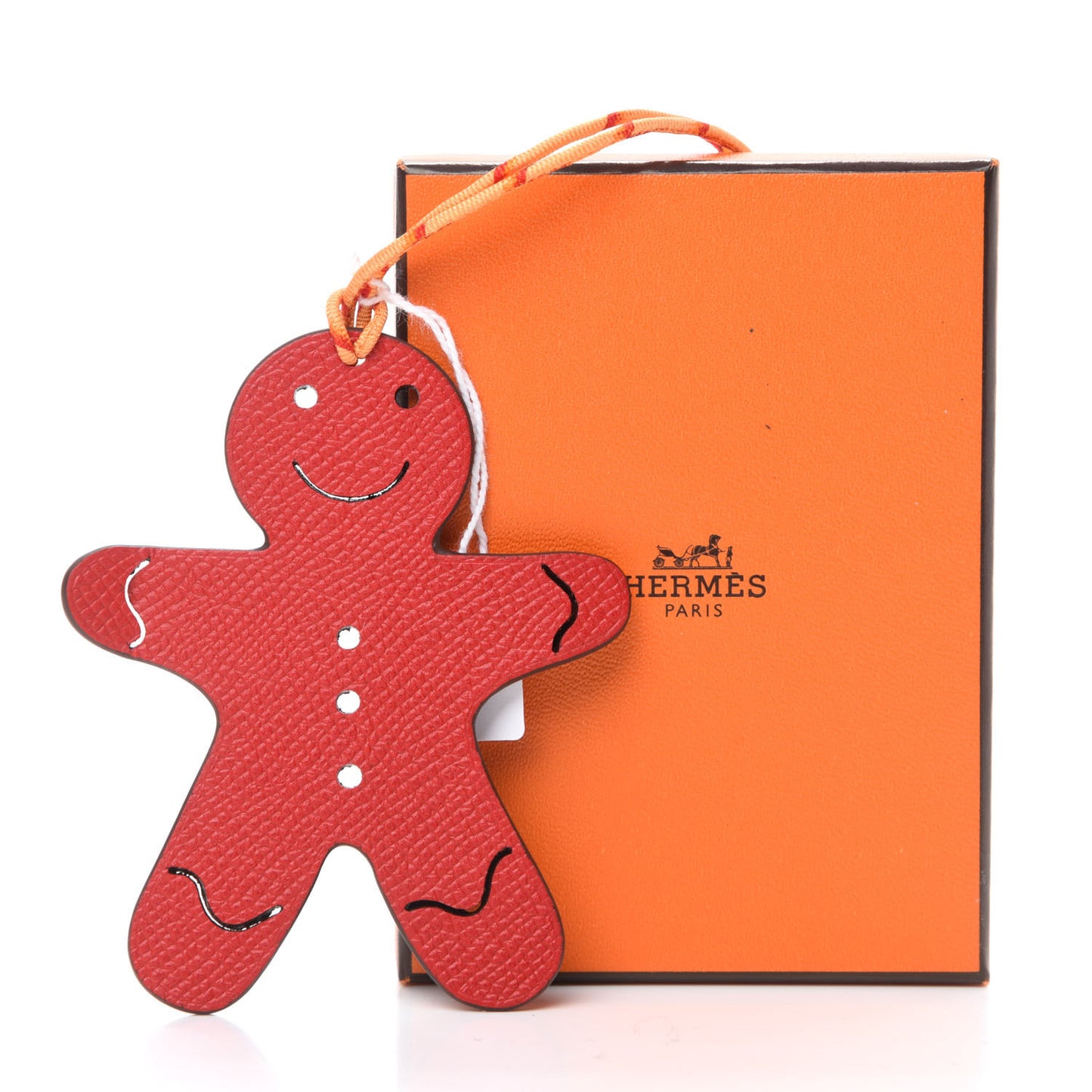 Taurillon Clemence Epsom Petit H Gingerbread Bag Charm Rouge Casaque Etain