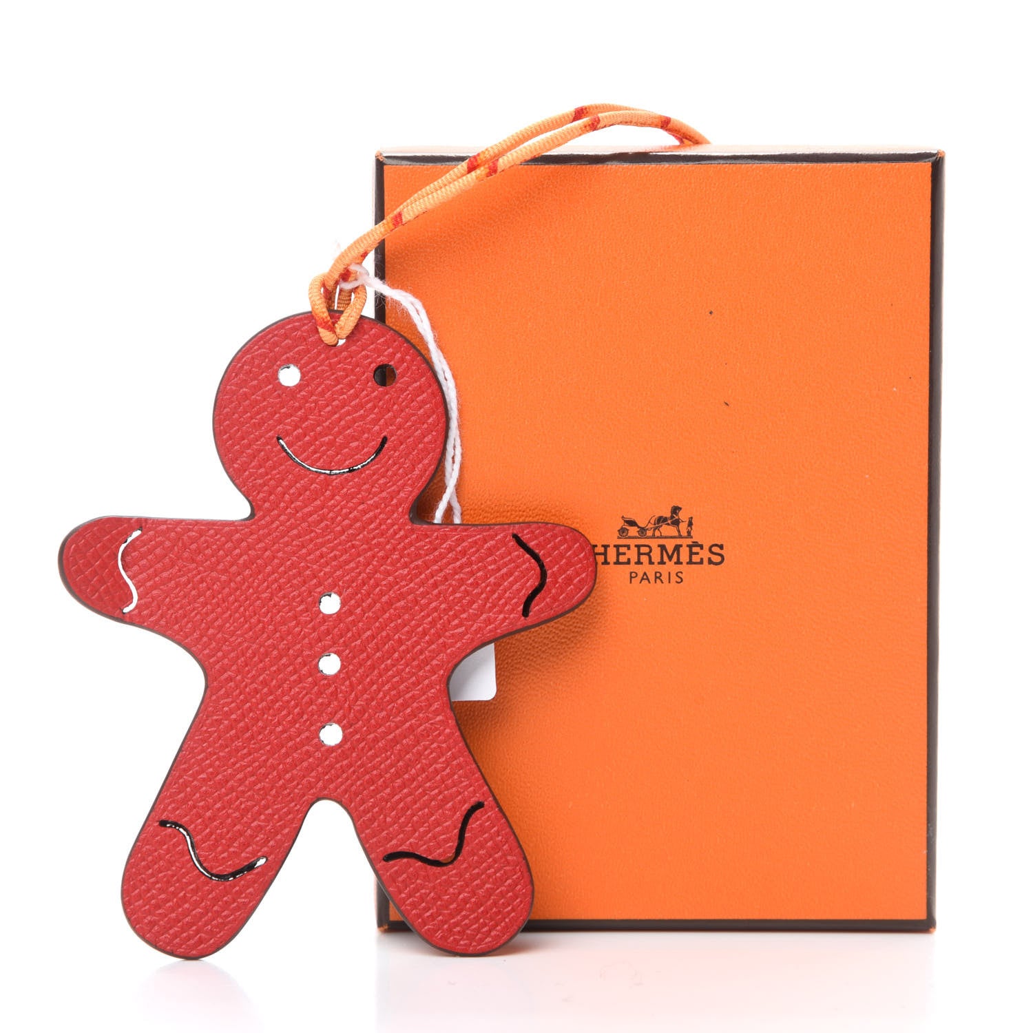 Hermes Taurillon Clemence Epsom Petit H Gingerbread Bag Charm Rouge Casaque Etain 4 of 4