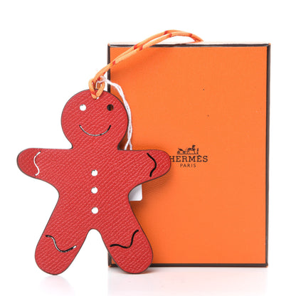 Hermes Taurillon Clemence Epsom Petit H Gingerbread Bag Charm Rouge Casaque Etain 4 of 4