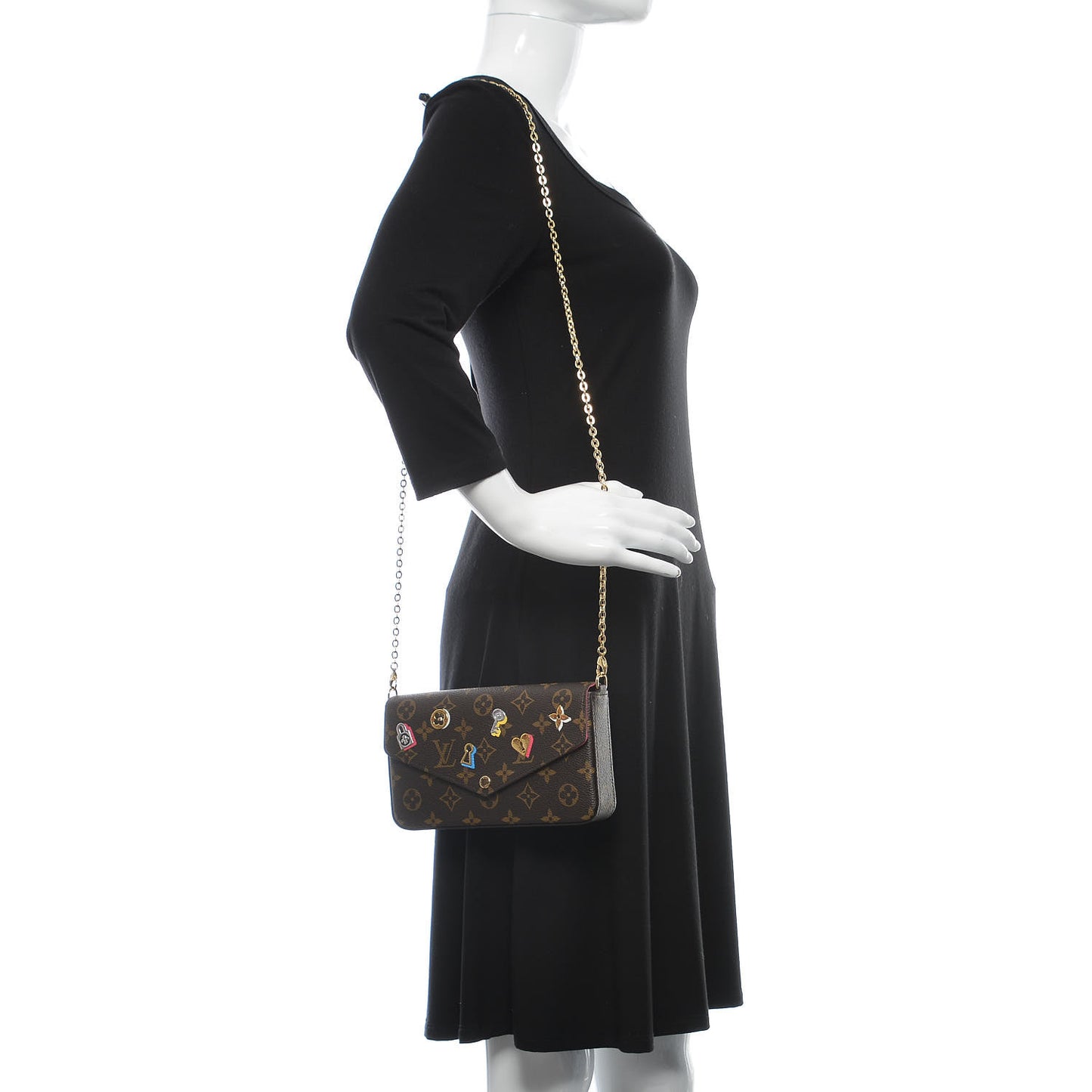 Monogram LV Love Lock Pochette Felicie Chain Wallet