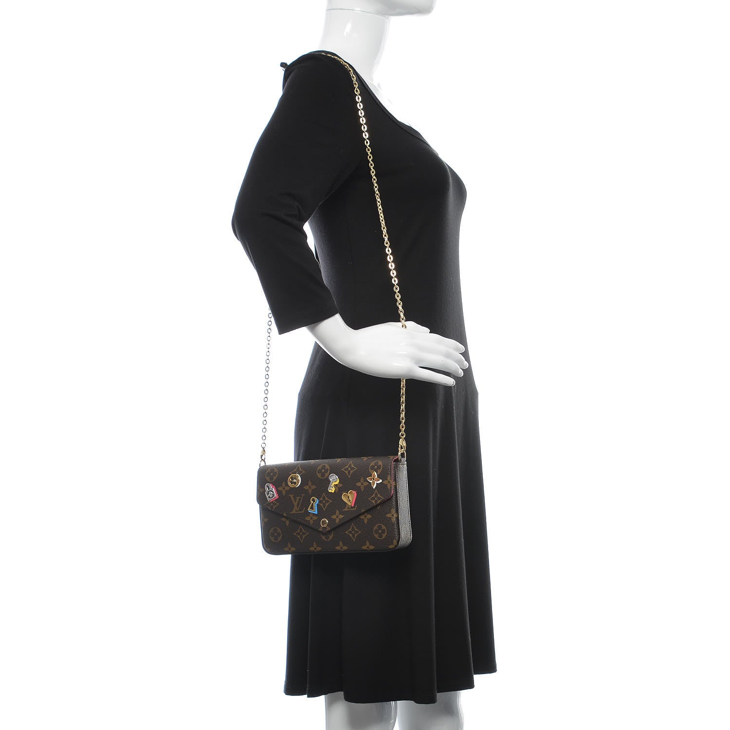 Louis Vuitton Monogram LV Love Lock Pochette Felicie Chain Wallet 2 of 13
