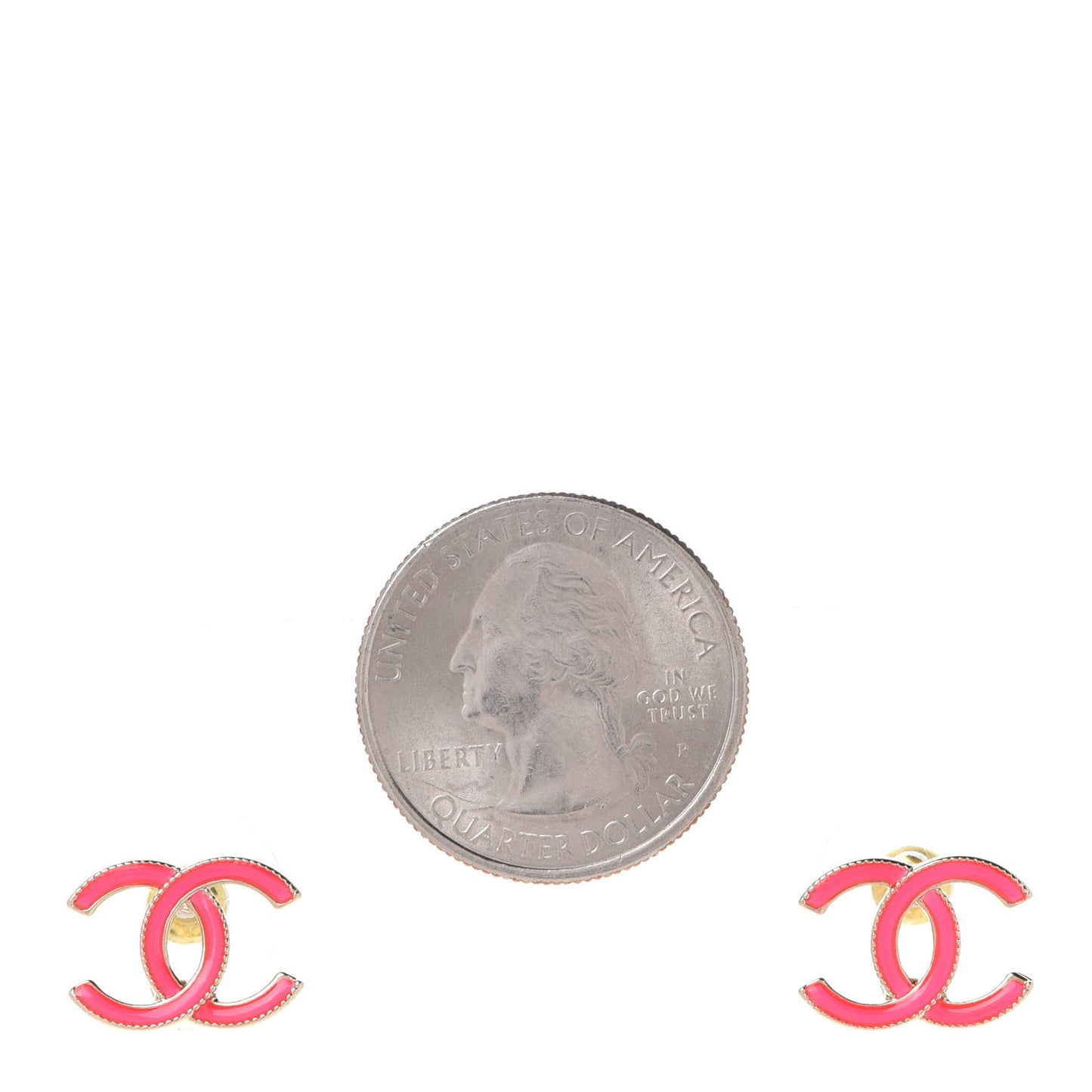 Enamel CC Earrings Pink Gold