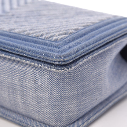 Chanel Denim Chevron Quilted New Medium Boy Flap Blue 10 of 13