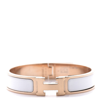 Hermes Enamel Narrow Clic Clac H Bracelet PM White 1 of 5