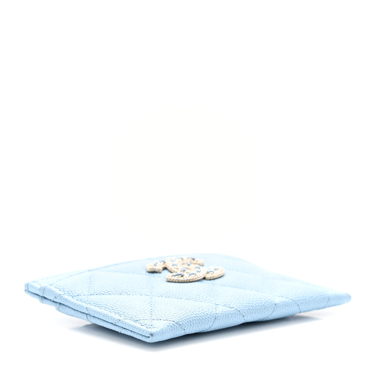 Chanel Caviar Quilted Crystal Card Holder Light Blue 5 of 9