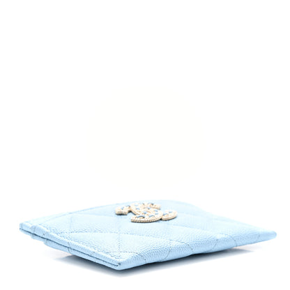 Chanel Caviar Quilted Crystal Card Holder Light Blue 5 of 9