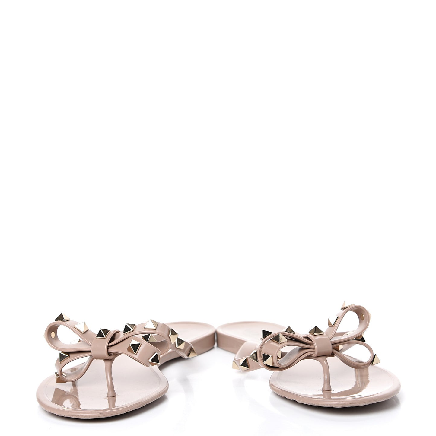 PVC Jelly Rockstud Bow Thong Sandals 36 Poudre