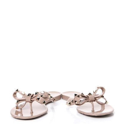 Valentino Garavani PVC Jelly Rockstud Bow Thong Sandals 36 Poudre 5 of 11