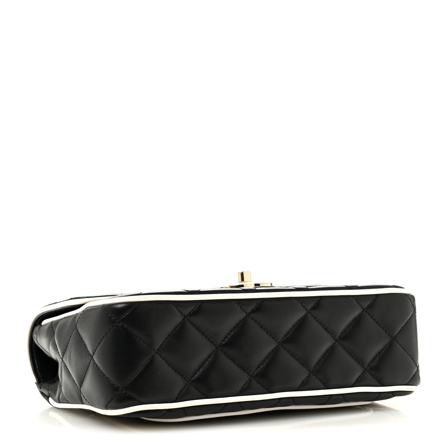 Lambskin Quilted Resin Graphic Frame Flap Bag Black White