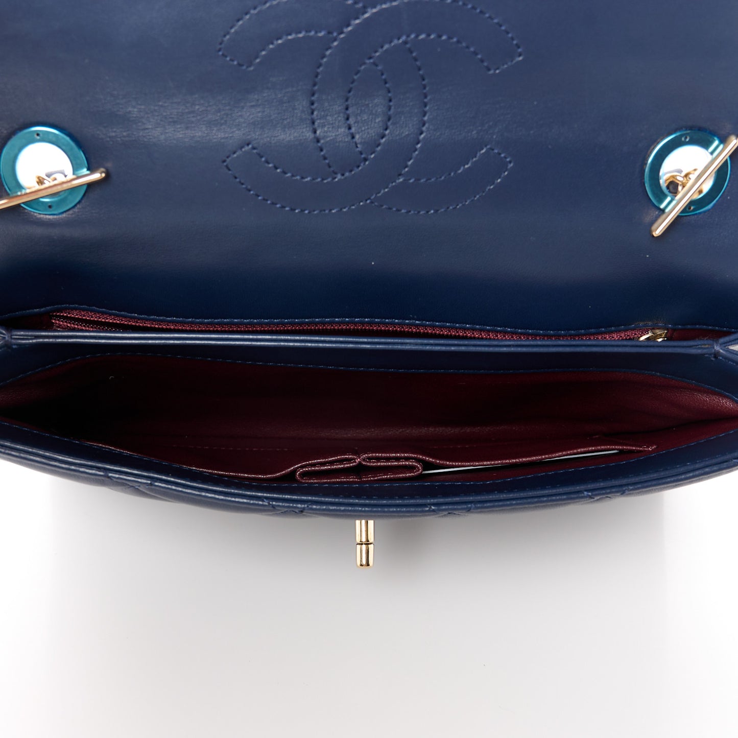 Lambskin Quilted Medium Trendy CC Flap Navy Blue