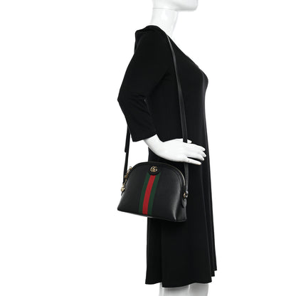 Gucci Calfskin GG Web Small Ophidia Dome Shoulder Bag Black 2 of 14
