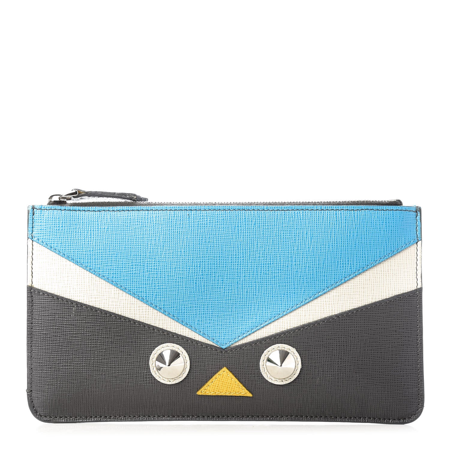 Fendi Vitello Elite QuTweet Studded Zip Pouch Asfalto Multicolor 1 of 10