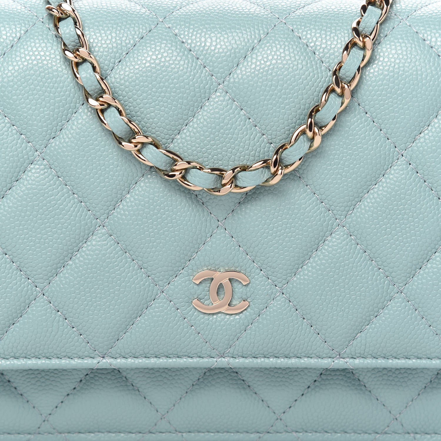 Chanel Caviar Quilted Wallet On Chain WOC Light Blue 11 of 12
