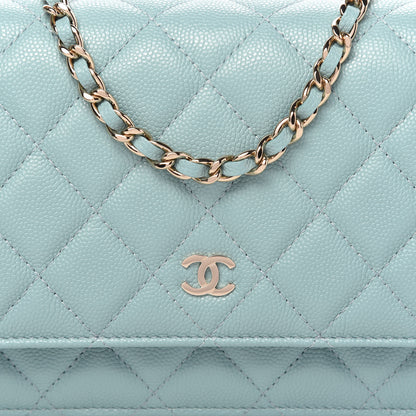 Chanel Caviar Quilted Wallet On Chain WOC Light Blue 11 of 12