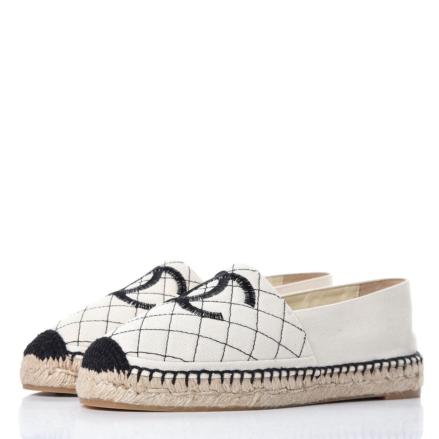 Fabric Biarritz CC Espadrilles 39 Beige Black