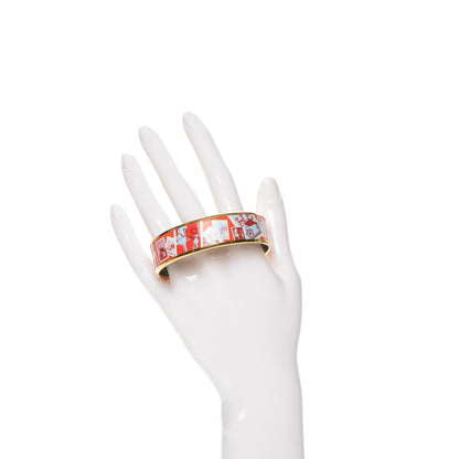 Hermes Enamel Printed De Passage a Paris Wide Bracelet 65 2 of 5