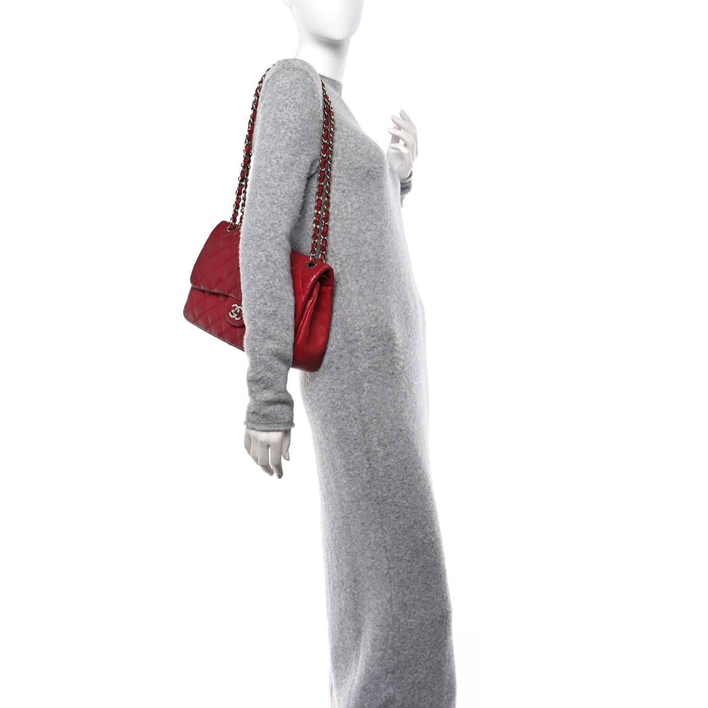 Caviar Quilted Jumbo Double Flap Red