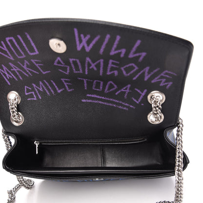 Balenciaga Grained Calfskin Graffiti M BB Round Shoulder Bag Black Bleu Violet 5 of 9