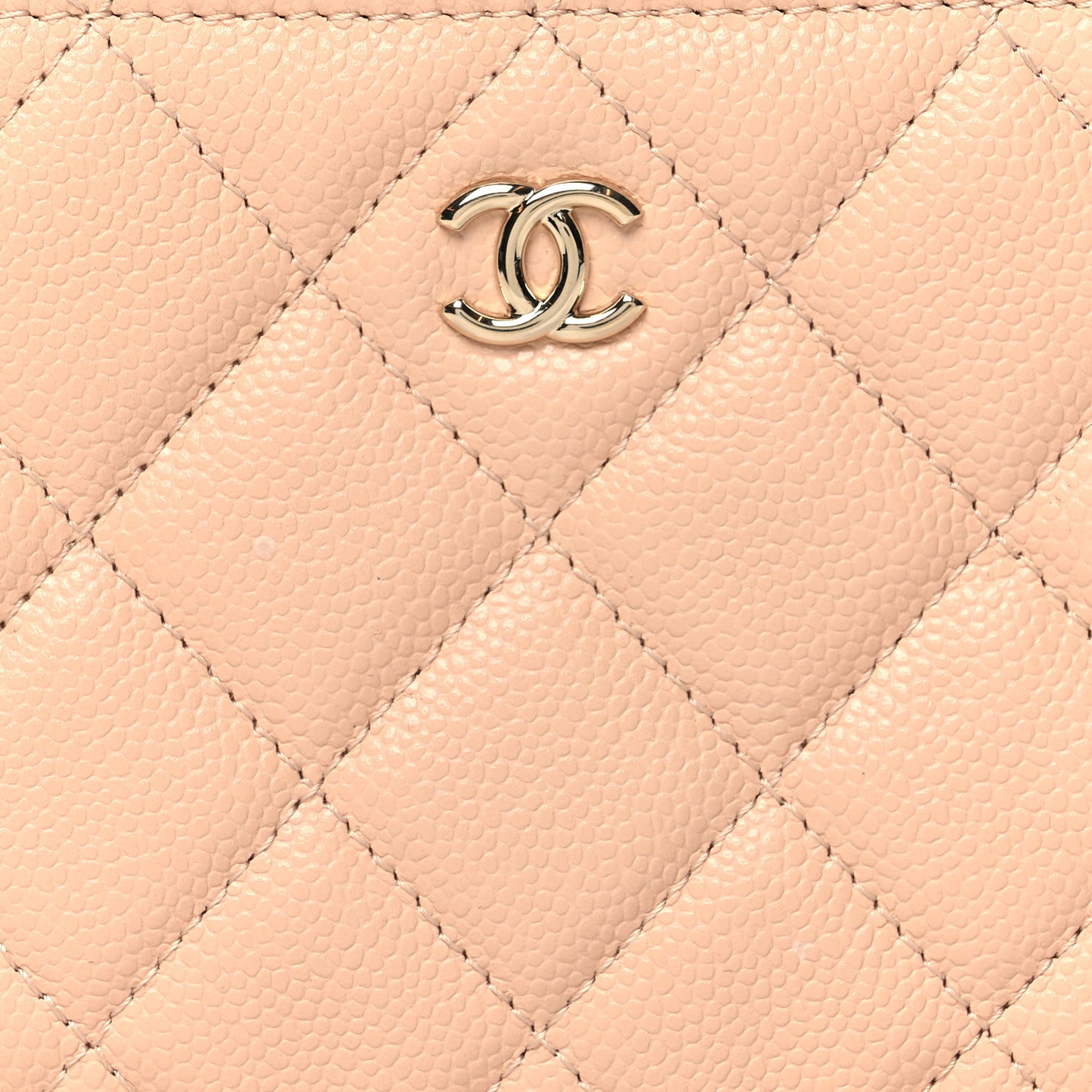 Caviar Quilted Small Cosmetic Case Light Beige