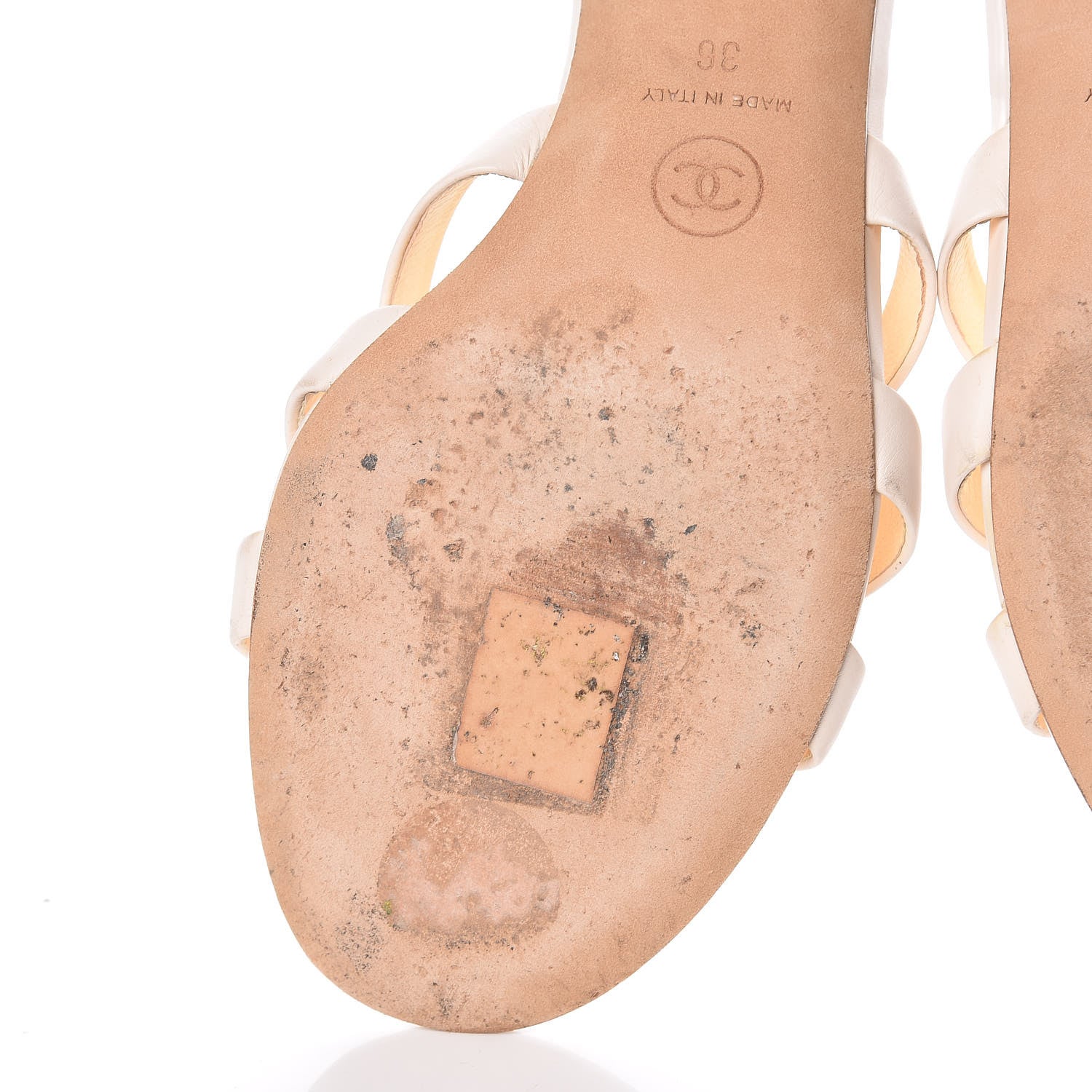 Chanel Calfskin Pearl CC Mule Sandals 36 White 12 of 18