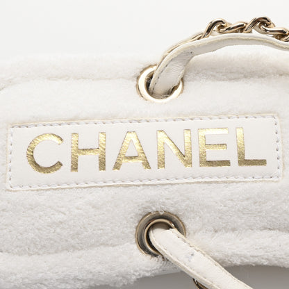 Chanel Lambskin Terry Cloth CC Chain Thong Sandals 36 White 8 of 10