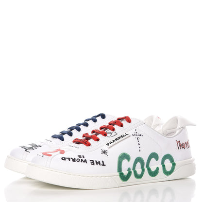 Chanel Canvas Printed Pharrell Sneakers 42 White Multicolor 4 of 17