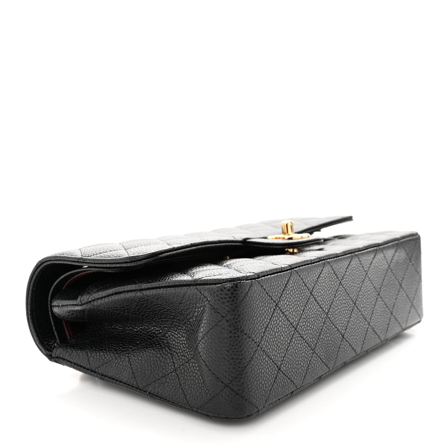 Caviar Quilted Medium Double Flap Black