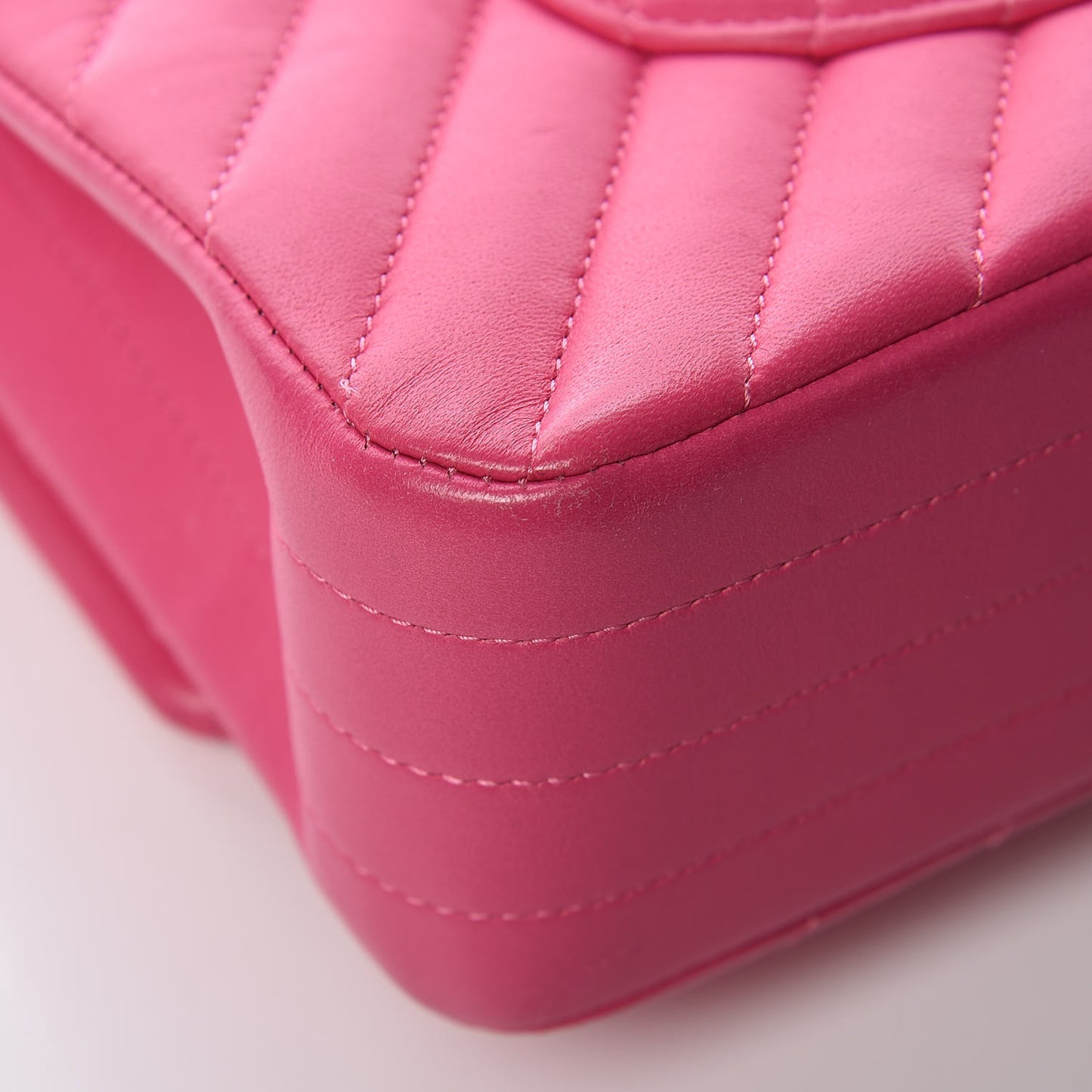Lambskin Chevron Quilted Medium Double Flap Pink
