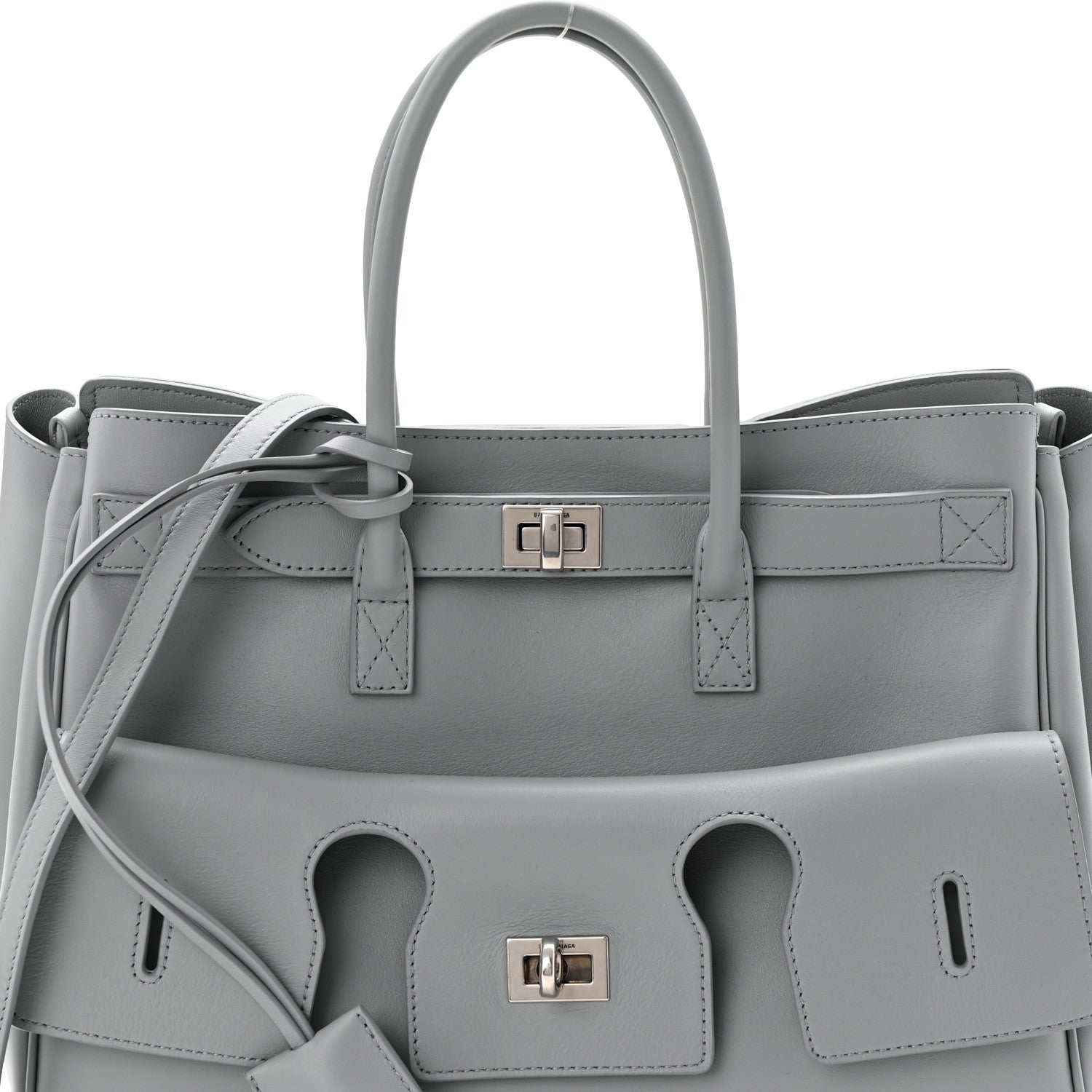 Balenciaga Smooth Calfskin Small Bel Air Carry All Bag Cloud Grey 7 of 9