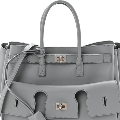 Balenciaga Smooth Calfskin Small Bel Air Carry All Bag Cloud Grey 7 of 9