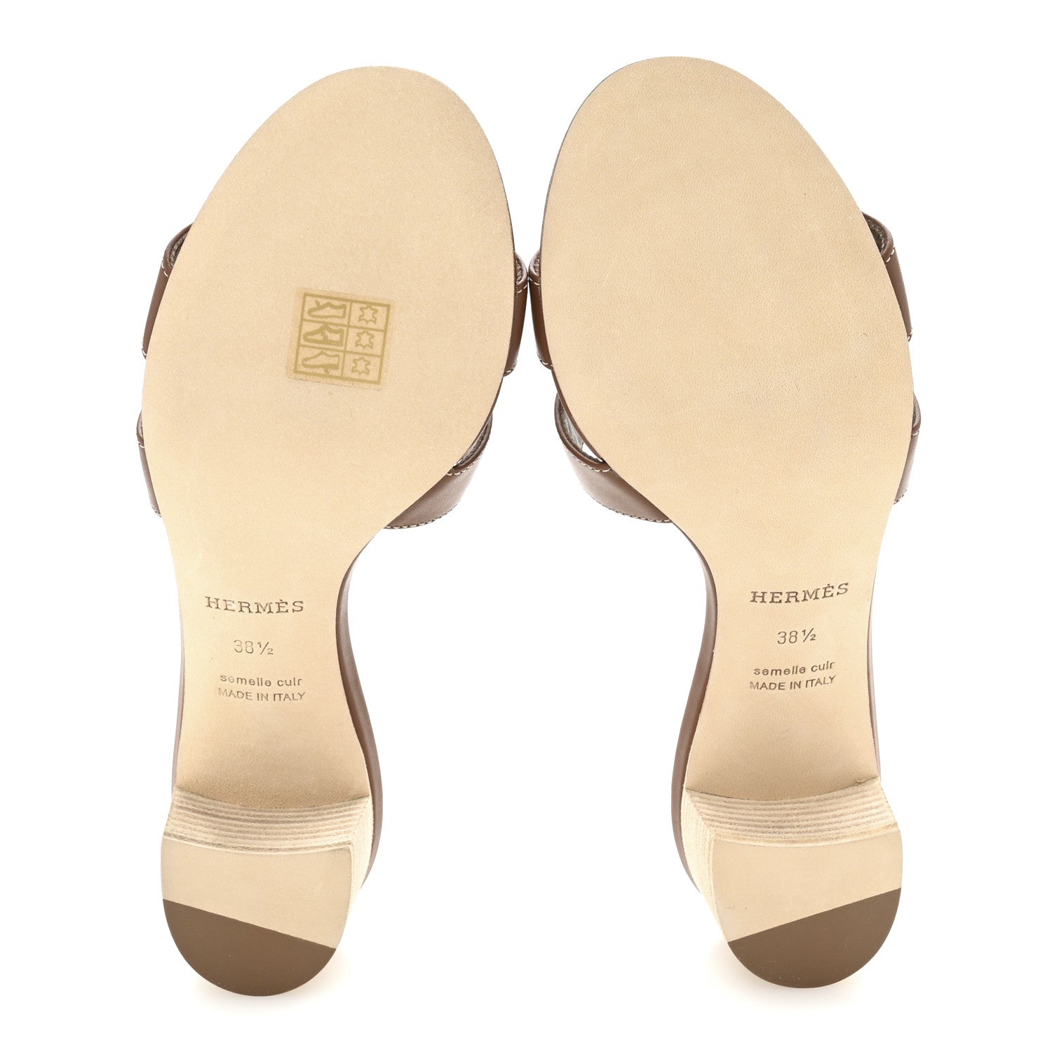 Hermes Calfskin Oasis Sandals 38.5 Gold 6 of 10