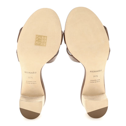 Hermes Calfskin Oasis Sandals 38.5 Gold 6 of 10