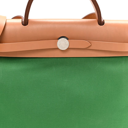 Hermes Vache Hunter Toile Herbag Zip 31 PM Bambou Natural 8 of 10