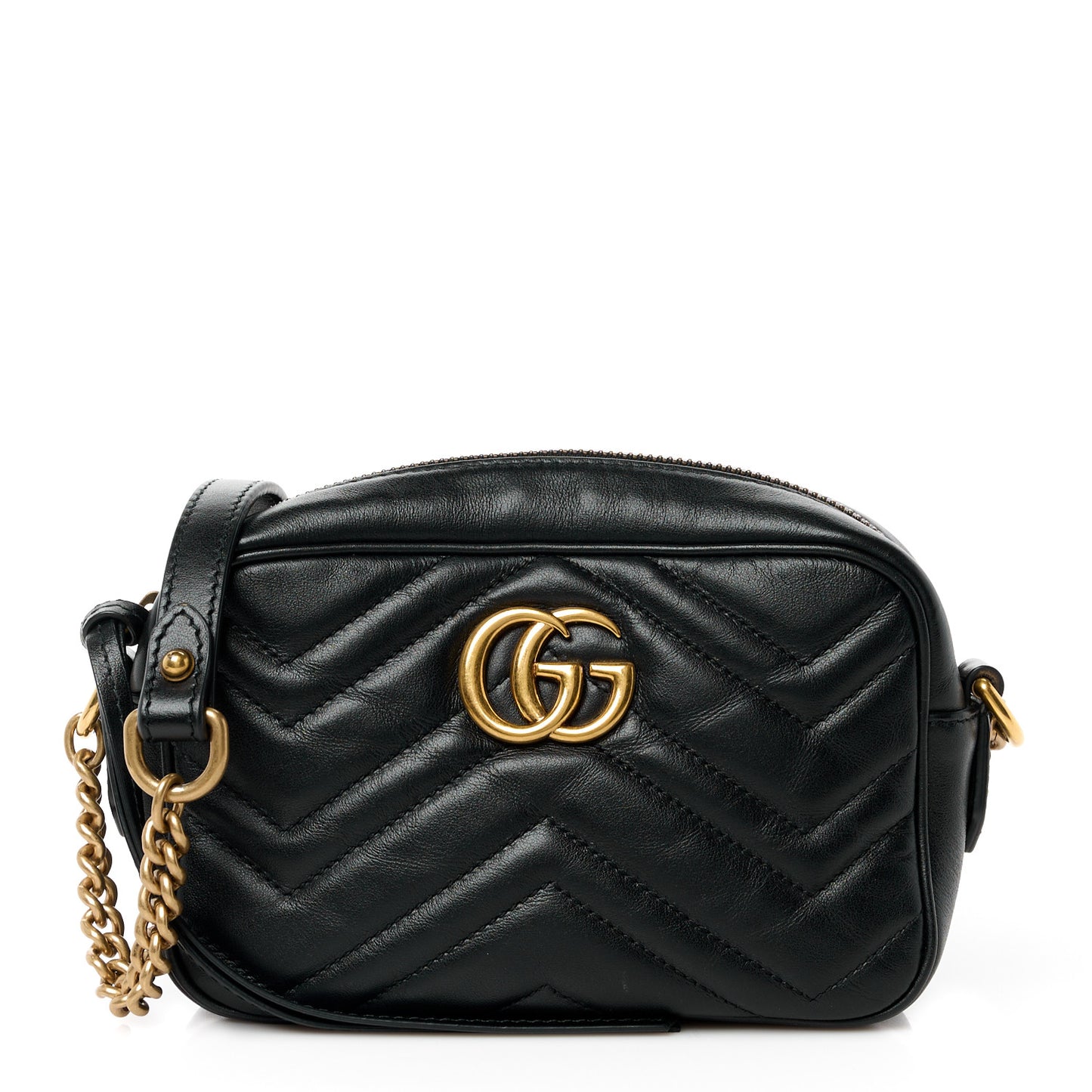 Calfskin Matelasse Mini GG Marmont Chain Shoulder Bag Black