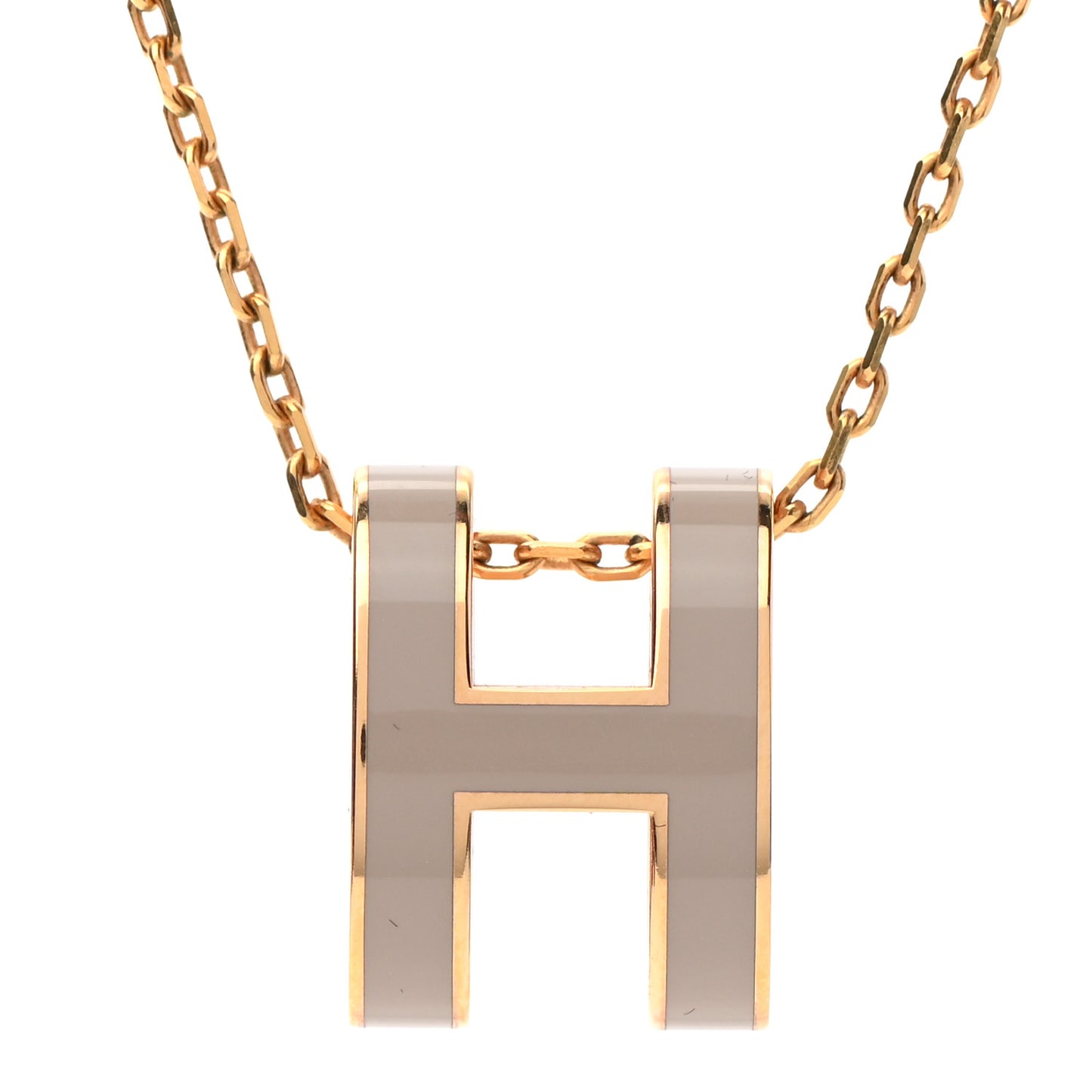 Lacquered Rose Gold Pop H Pendant Necklace Marron Glace