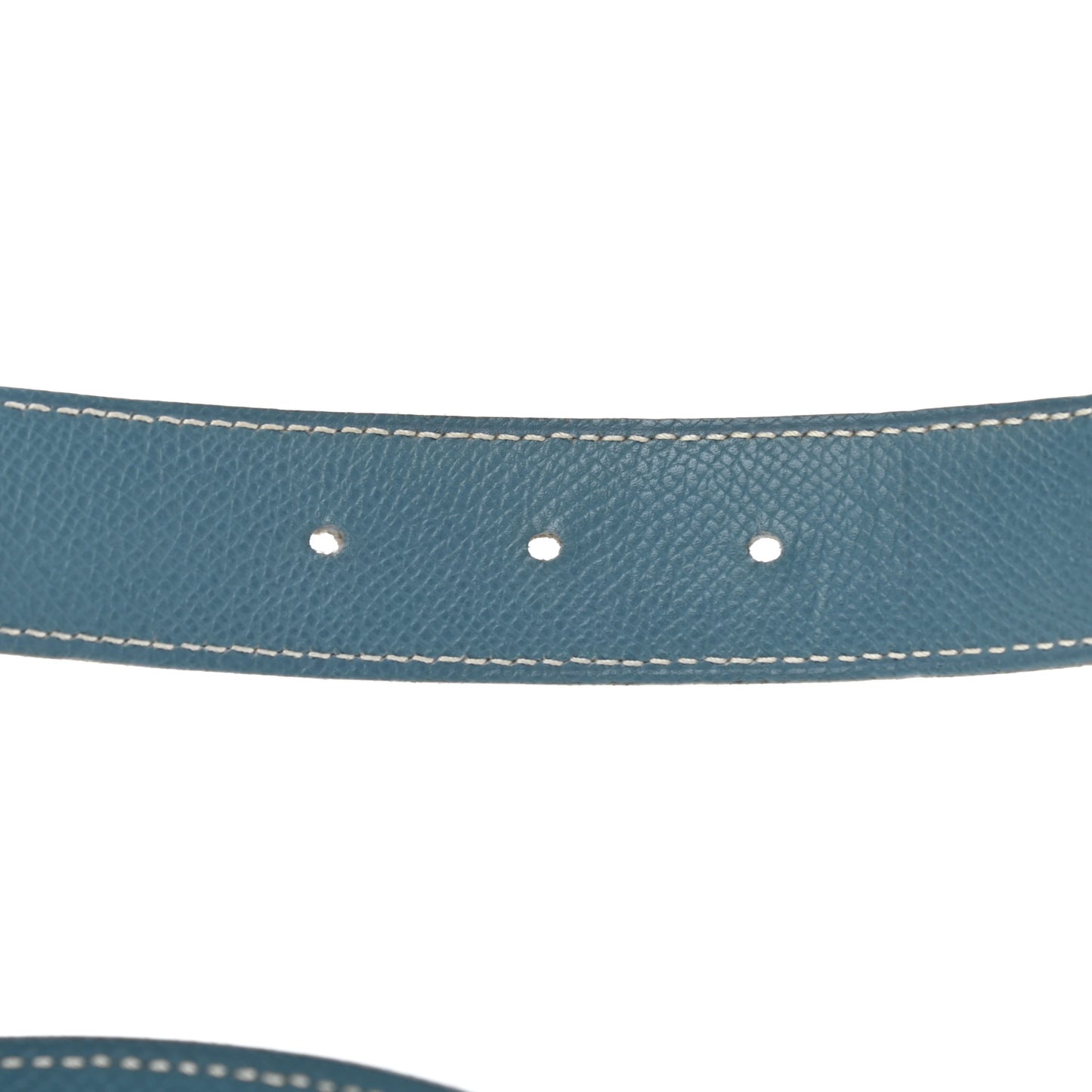 Swift Epsom Strie 32mm H Belt 85 White Blue Jean
