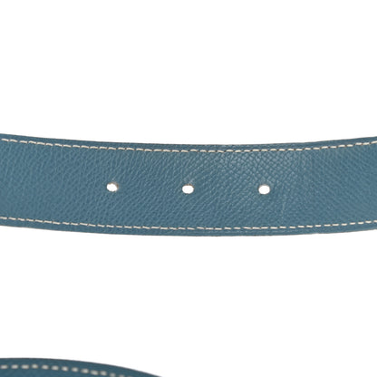 Hermes Swift Epsom Strie 32mm H Belt 85 White Blue Jean 3 of 8